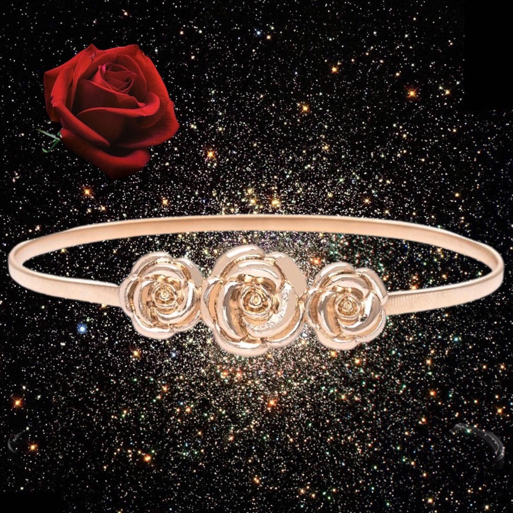 Gold Floral Rose Belt - Picture 2 of 8